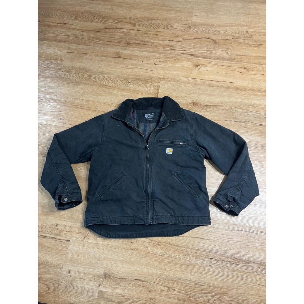 Carhartt Detroit Jacket Black Duck Canvas Blanket Lined OJ3828-M Mens Large